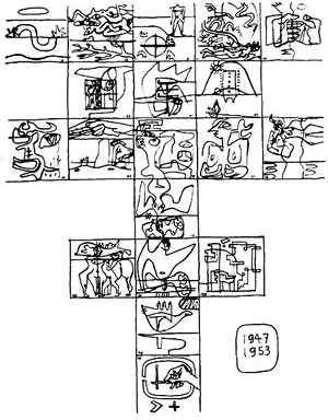 Figura 2: Esboço das litografias do ‘Poema do Ângulo Reto’, executadas entre 1947 e 1953 [RAEBURN, Michael & WILSON, Victoria (ed.). Le Corbusier, Architect of the centur]