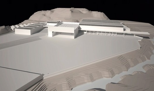 Maquete eletrônica do projeto do Museu de Arte Contemporânea de Ouro Preto, 2014<br />Imagem divulgação  [Escritório Paulo Mendes da Rocha]