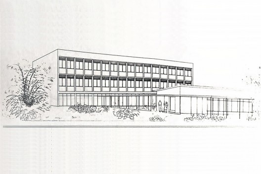 Hotel Cataguazes, perspectiva, Cataguazes MG, 1948. Arquiteto Gilberto Lyra Lemos<br />Imagem divulgaçãoImagem divulgação  [Marcos Jaimovich, <i>Arquitetura Contemporânea no Brasil</i>]