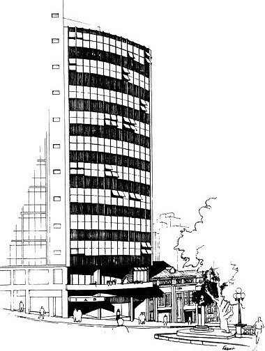 Perspectiva Edifício Instituto de Arquitetos do Brasil - RS, Porto Alegre, Carlos M. Fayet, 1960 [Acervo Fayet]