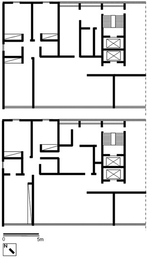 Planta do pavimento tipo de um apartamento na SQS 305 - original e com alterações