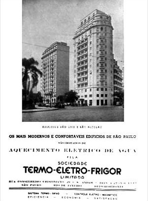 Em primeiro plano, o edifício São Nicolau; à esquerda, o edifício São Luiz; à direita, o edifício Caetano de Campos