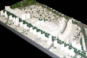 Operação Urbana Vila Sônia. Plano-Referência de Intervenção e Ordenação Urbanística: Pólo Vital Brasil: maquete do conjunto [SEMPLA/PMSP]