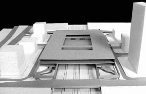 Operação Urbana Diagonal Sul. Plano-Referência de Intervenção e Ordenação Urbanística. Pólo estação/transposição: vistas da maquete [SEMPLA/PMSP]