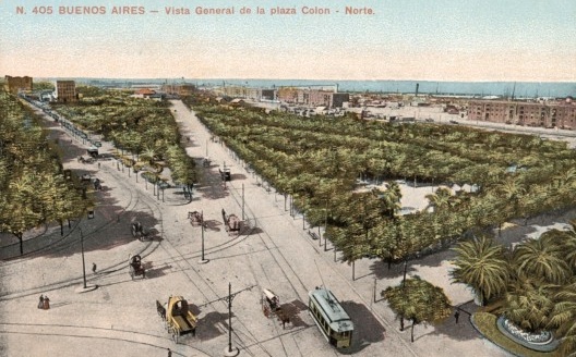 Vista geral da Plaza Colon, Buenos Aires<br />Cartão postal  [Belle Époque dos Jardins]