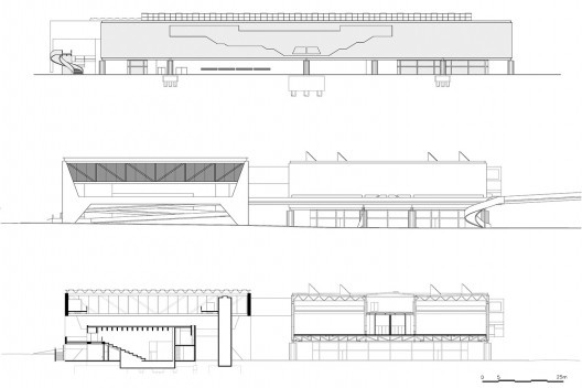 Museu dos Coches, elevações e corte, Lisboa, 2008-2015. Arquitetos Paulo Mendes da Rocha e escritórios MMBB Arquitetos e Bak Gordon Arquitectos<br />Imagem divulgação 