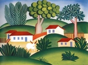 Paisagem com touro, 1925, Tarsila do Amaral. Óleo sobre tela, 50 X 65,2 cm [Coleção Roberto Marinho, Rio de Janeiro]