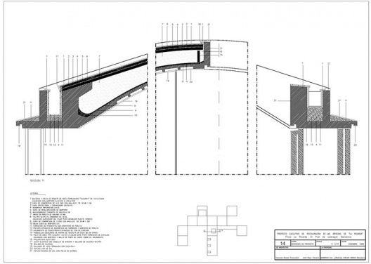 Proyecto ejecutivo de restauración de las cúpulas de La Ricarda ", fase 1. Proyecto de Cortés. Arquitectos Fernando Álvarez y Jordi Roig (dibujo diciembre de 1998)