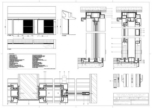 Proyecto Ejecutivo de restauración de "La Ricarda", fase 2. B1 + F17 - Brass. Los detalles técnicos de los marcos. Arquitectos Fernando Álvarez y Jordi Roig (de julio de 2001
