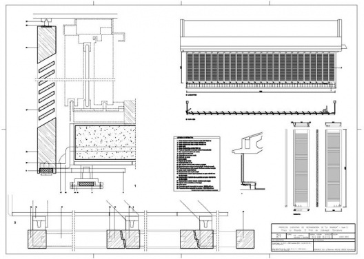 Proyecto Ejecutivo de restauración de "La Ricarda", fase 2. Plan, elevaciones y detalles. Arquitectos Fernando Álvarez y Jordi Roig (de julio de 2001)