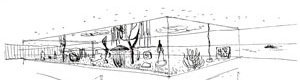 Museu de São Vicente, perspectiva do pátio-jardim de exposições ao ar livre