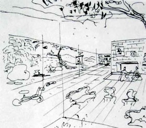 Casa de Vidro, croquis iniciais