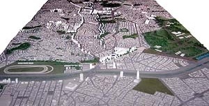 Operação Urbana Vila Sônia. Plano-Referência de Intervenção e Ordenação Urbanística. Maquete com vista geral desde Taboão