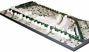Operação Urbana Vila Sônia. Plano-Referência de Intervenção e Ordenação Urbanística. Pólo Vital Brasil: maquete do conjunto