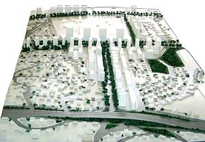 Operação Urbana Vila Sônia. Plano-Referência de Intervenção e Ordenação Urbanística. Pólo Vital Brasil: maquete do conjunto