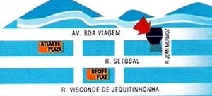 Figura 08 – Peça promocional de edifícios no bairro Setúbal. Edifício Veredas do Mar, detalhe da publicidade, com a localização do empreendimento. Vereda Incorporações [ADEMI Imóveis, edição 16, agosto, 2004, ADEMI-PE]