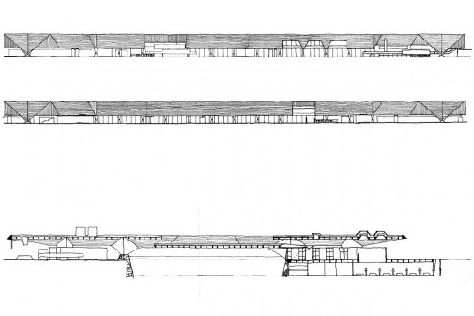 Acima, Vestiários do São Paulo Futebol Clube; abaixo, Garagem de barcos, São Paulo. Arquiteto Vilanova Artigas<br />Divulgação  [Acervo MNAM/Beaubourg]