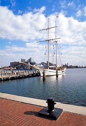 Inner Harbor, Baltimore. Revitalização do porto histórico na área central 