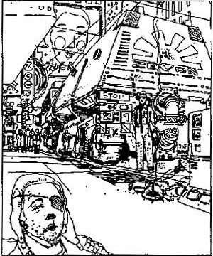 Croquis desenhado por Ridley Scott, diretor de Blade Runner  [Sammon, P., p. 72]
