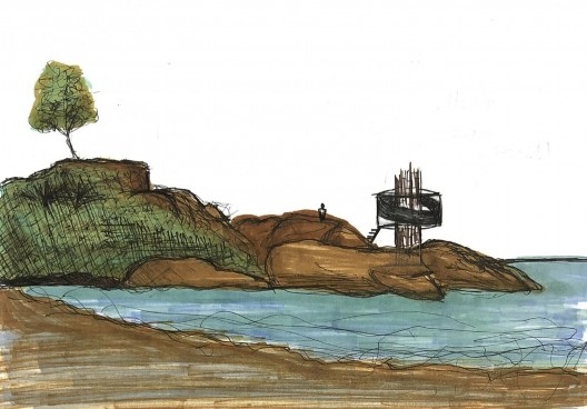 Projeto de uma torre como marco de observação na Praia da Joaquina<br />Elaboração Tiago Mitsuo Nagasaki / Sara Vicentini, 2019 