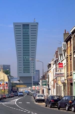 Torre do Crédit Lyonnais de Euralille, Lille, 1995. Arquiteto Christian de Portzamparc, projeto urbano de Rem Koolhaas<br />Foto Nicolas Borel 