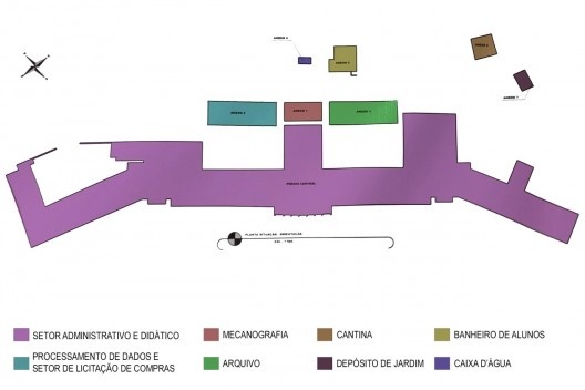 Planta de situação do prédio principal, banner disponibilizado pelo instituto, 2016<br />Foto divulgação 