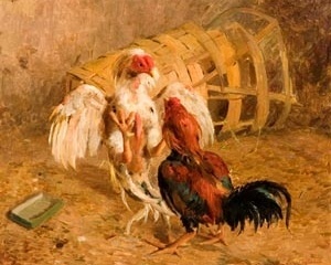 Benedito José de Andrade, Briga de Galos, déc 1940 (Oóleo sobre tela) Coleção Particular