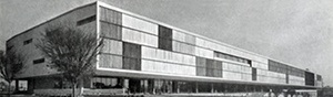 Pavilhão das Indústrias, atual Pavilhão da Bienal, Parque do Ibirapuera, SP, Oscar Niemeyer e equipe, 1953. Max Bill cita este projeto como exemplo de um ‘formalismo maneirista’ [Modern Architeture in Brazil, de Henrique Mindlin, 1956]
