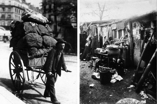 Trapeiro ou catador de lixo e seu barraco, Paris, 1899-1901<br />Fotos Eugène Atget  [Museu d'Orsay]