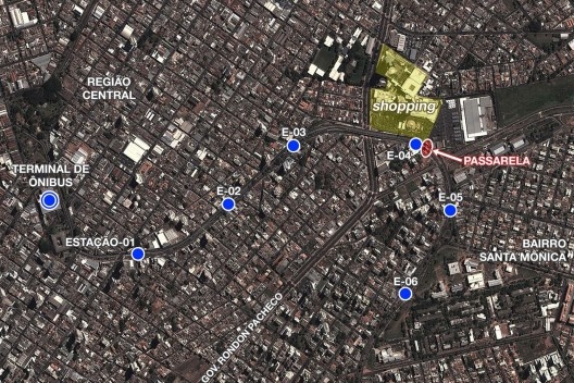 Implantação da passarela<br />Robert Soares  [Google Earth]