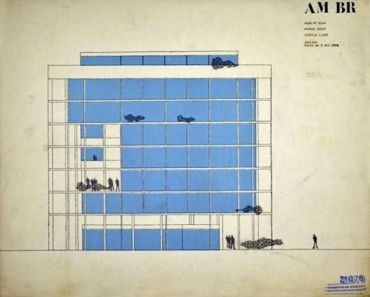Embaixada da França, Chancelaria, corte, Brasília, 1962-1964, arquiteto Le Corbusier<br />Imagem divulgação  [Fondation Le Corbusier]