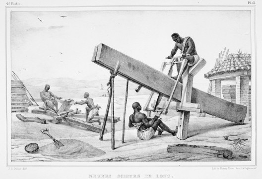 Serradores de tábuas<br />Imagem divulgação  [<I>De Viagem Histórica e Pitoresca ao Brasil</I>, Debret, p. 211]