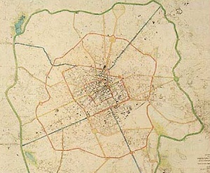 <br />Planta mostrando as avenidas projetadas pelo plano de urbanização de Curitiba – Plano Agac  [IPPUC]