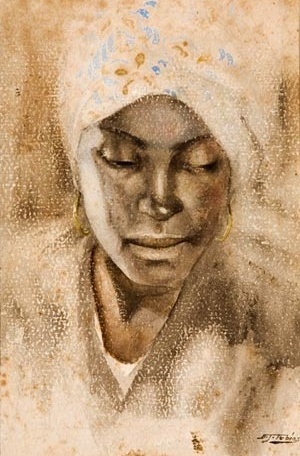 Benedito José Tobias, Retrato de Mulher, c. 1930-1940 (Aquarela sobre cartão) Associação Museu Afro Brasil