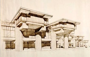 Universidade de Massachusetts Dartmouth, 1963, perspectiva do edifício