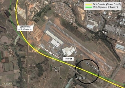 Vista espacial da localização da estação de Viracopos [www.tavbrasil.gov.br]