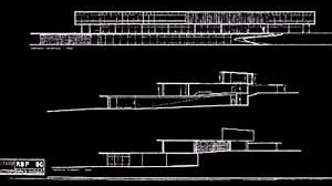 Cortes e fachada da casa Francisco Pignatari, 1954 [Escritório Roberto Burle Marx]
