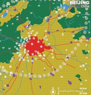 Gráfico com cenário possível de Beijing, palestra de Richard Forman [http://ecologicalurbanism.gsd.harvard.edu/]