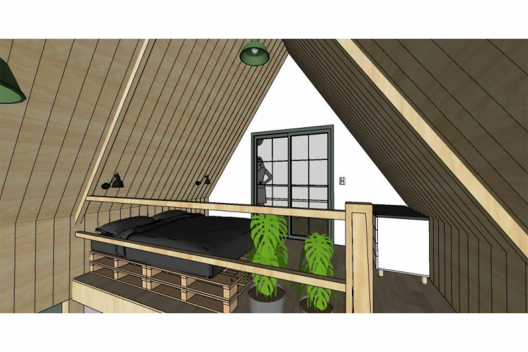 Tiny Eco House, maquete eletrônica, dormitório<br />Elaboração dos autores 