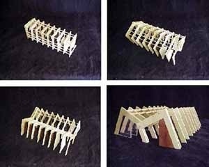 Série de maquetes realizadas por alunos de Zeuler Lima para um projeto de biblioteca 