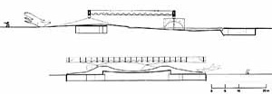 Pavilhão de Osaka, cortes longitudinal e transversal [ARTIGAS, Rosa. Paulo Mendes da Rocha. São Paulo, Cosac & Naify, 2000. p. 76-77]