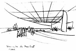 Croqui do Pavilhão [ARTIGAS, Rosa. Paulo Mendes da Rocha. São Paulo, Cosac & Naify, 2000. p. 78]