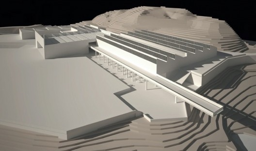 Maquete eletrônica do projeto do Museu de Arte Contemporânea de Ouro Preto, 2014<br />Imagem divulgação  [Escritório Paulo Mendes da Rocha]