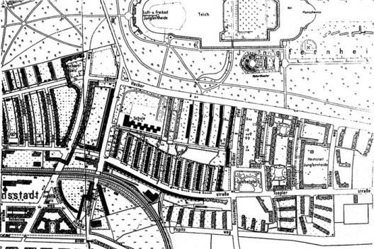 Siemensstadt, Berlim, 1929-1931, 1.370 apartamentos, planta da situação atual. Arquitetos Hans Scharoun, Walter Gropius, Hugo Häring, Otto Bartning, Fried Forbat e Paul Rudolf Henning (p. 100)
