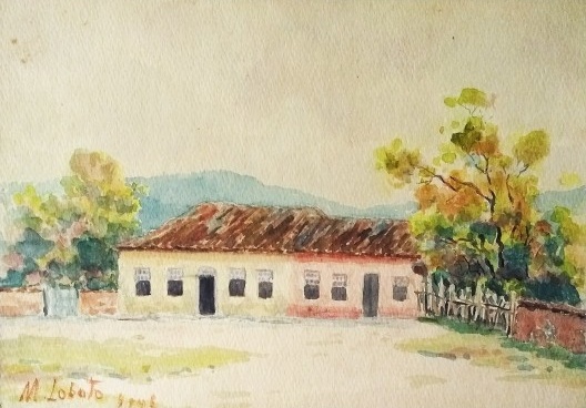Paisagem rural, aquarela de Monteiro Lobato<br />Imagem divulgação  [website Monteiro Lobato]