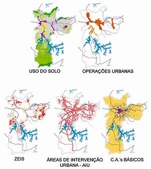 Operação Urbana Diagonal Sul. PDE/2002: esquemas de estruturação e funcionamento da cidade<br />Imagem do arquivo de SEMPLA/PMSP 