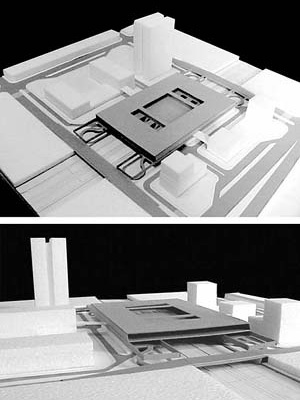 Operação Urbana Diagonal Sul. Plano-Referência de Intervenção e Ordenação Urbanística. Pólo estação/transposição: vistas da maquete<br />Imagem do arquivo de SEMPLA/PMSP 
