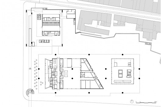 Museu dos Coches, planta do pavimento térreo, Lisboa, 2008-2015. Arquitetos Paulo Mendes da Rocha e escritórios MMBB Arquitetos e Bak Gordon Arquitectos<br />Imagem divulgação 