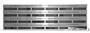 Escritórios do Institute for Scientific Information, fachada, Filadelfia, 1978. Venturi & Scott Brown [Venturi, Rauch, Scott Brown, Obras y proyectos / Works and projects, 1959-1985, A. SanMart]
