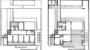 Residência de José Pacheco de Medeiros Filho, plantas do andar superior e do térreo, 1946. Arquiteto Aldary Henrique Toledo [MINDLIN, Henrique E. Arquitetura moderna no Brasil. Rio de Janeiro, Aeroplano, 1999, p. 50]